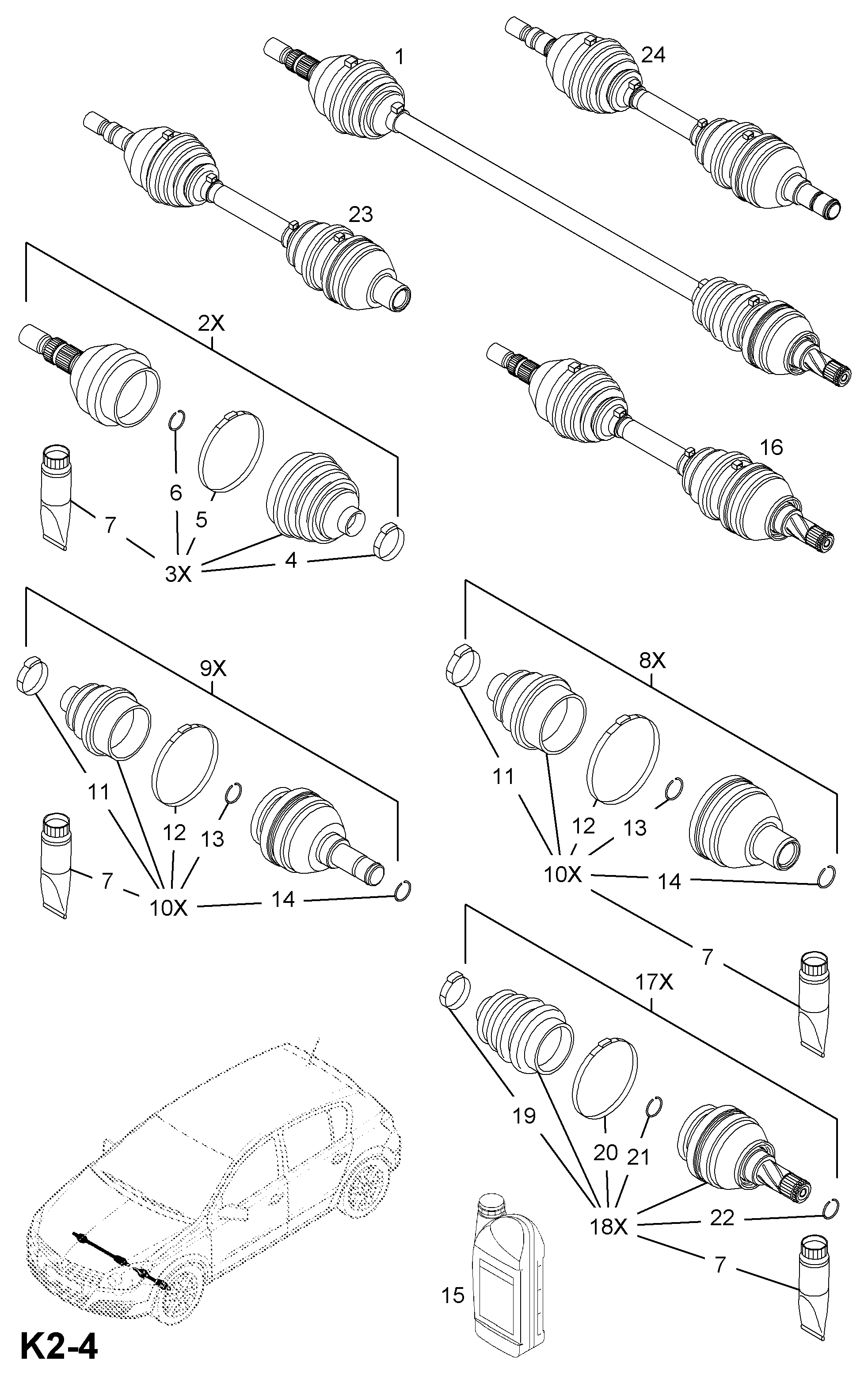 Opel 3 74 429 - Paljekumi, vetoakseli inparts.fi