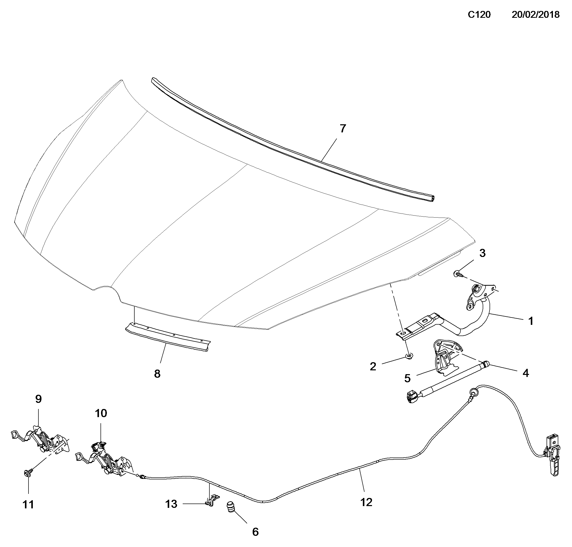 Opel 1180 057 - Kaasujousi, konepelti inparts.fi