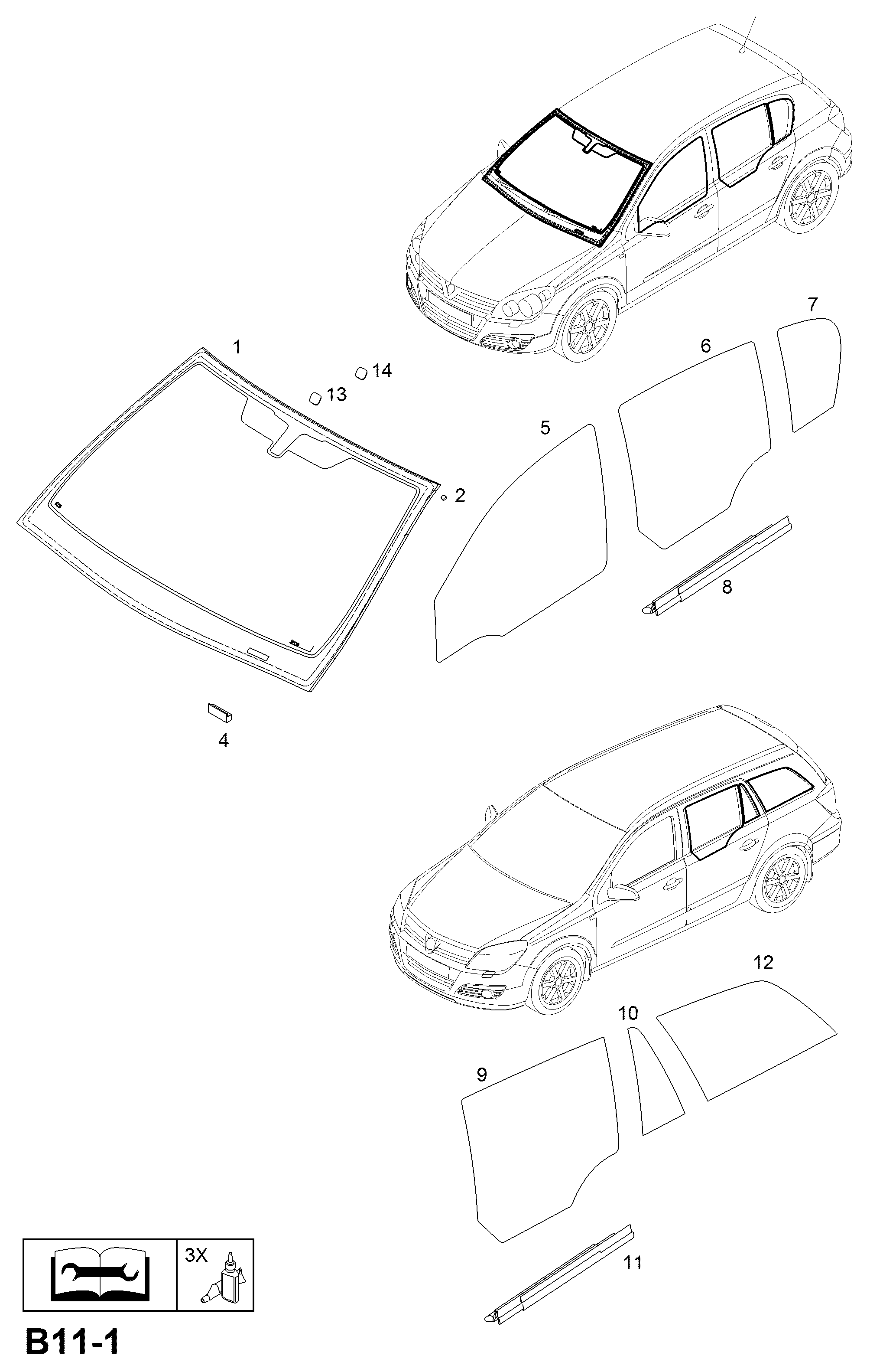 Opel 161161 - Tuulilasi inparts.fi