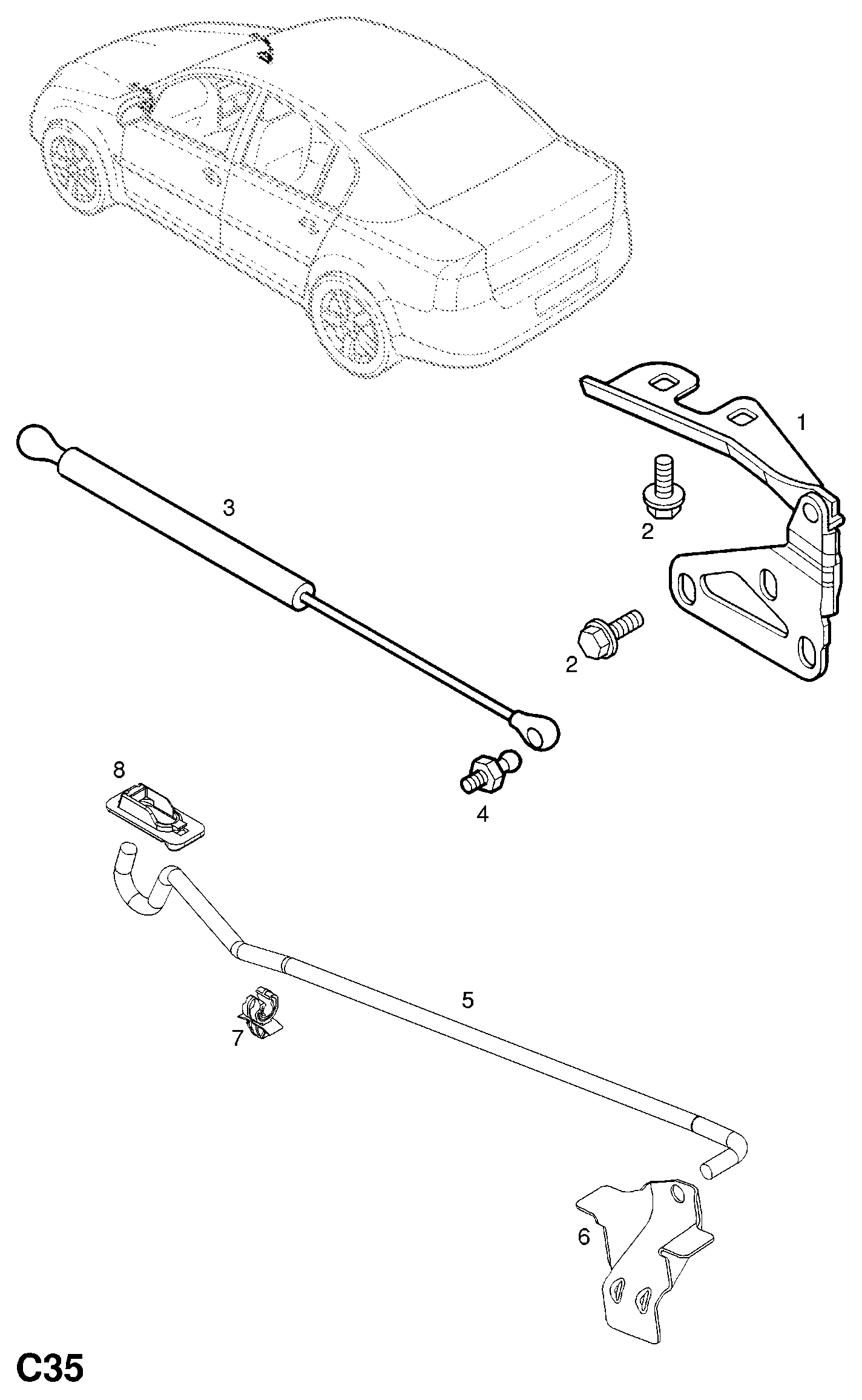 Opel 1178224 - Kaasujousi, konepelti inparts.fi