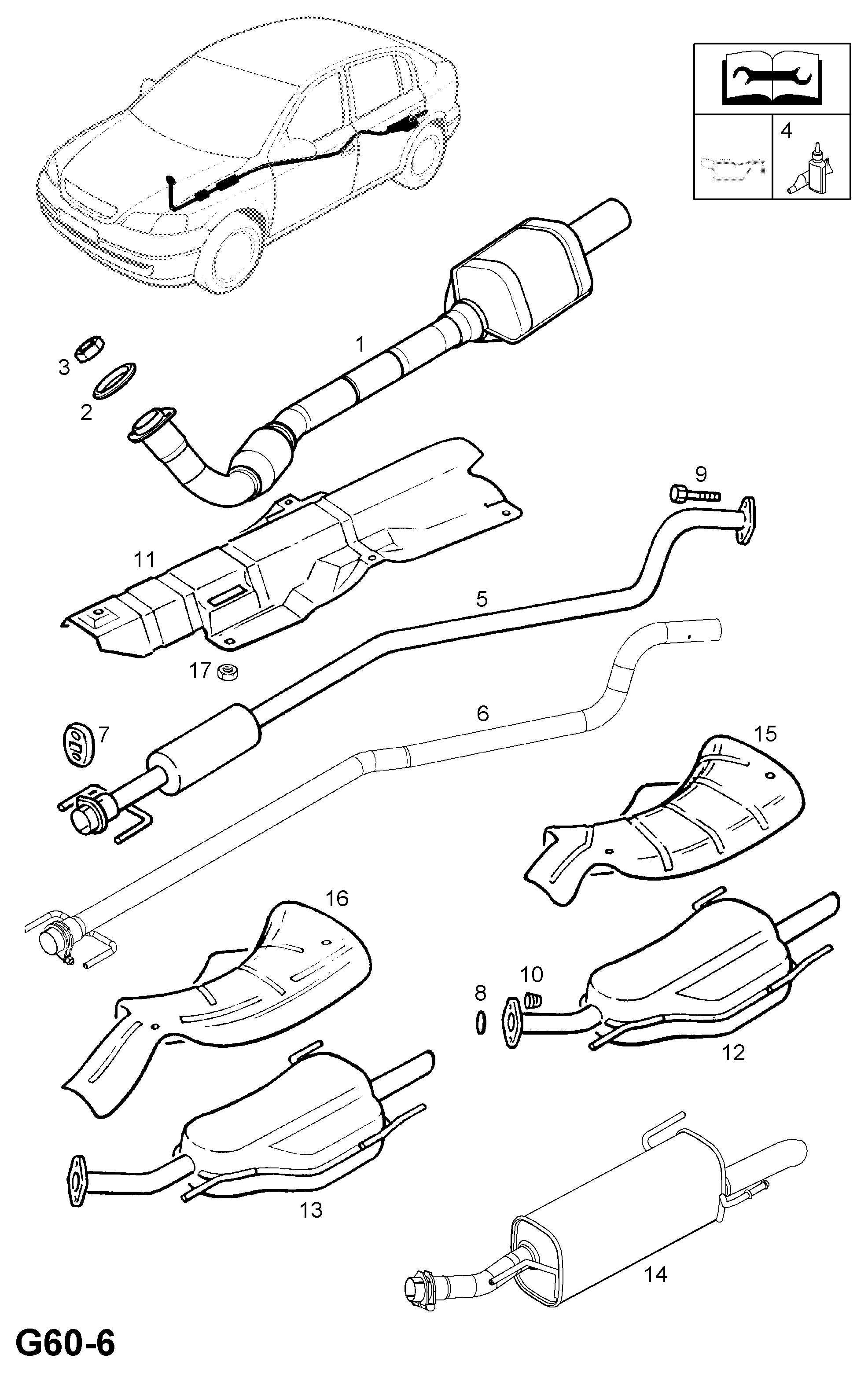 FIAT (5852069) - SILENCER, ASSY., INTERMEDIATE, AND CENTRE PIPE (IDENT BH) (NLS.- inparts.fi