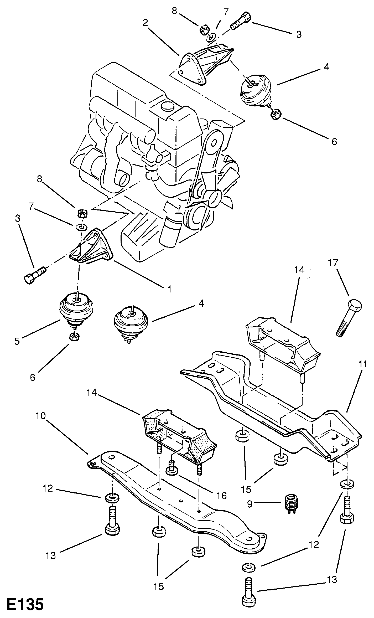 Opel 684275 - Moottorin tuki inparts.fi