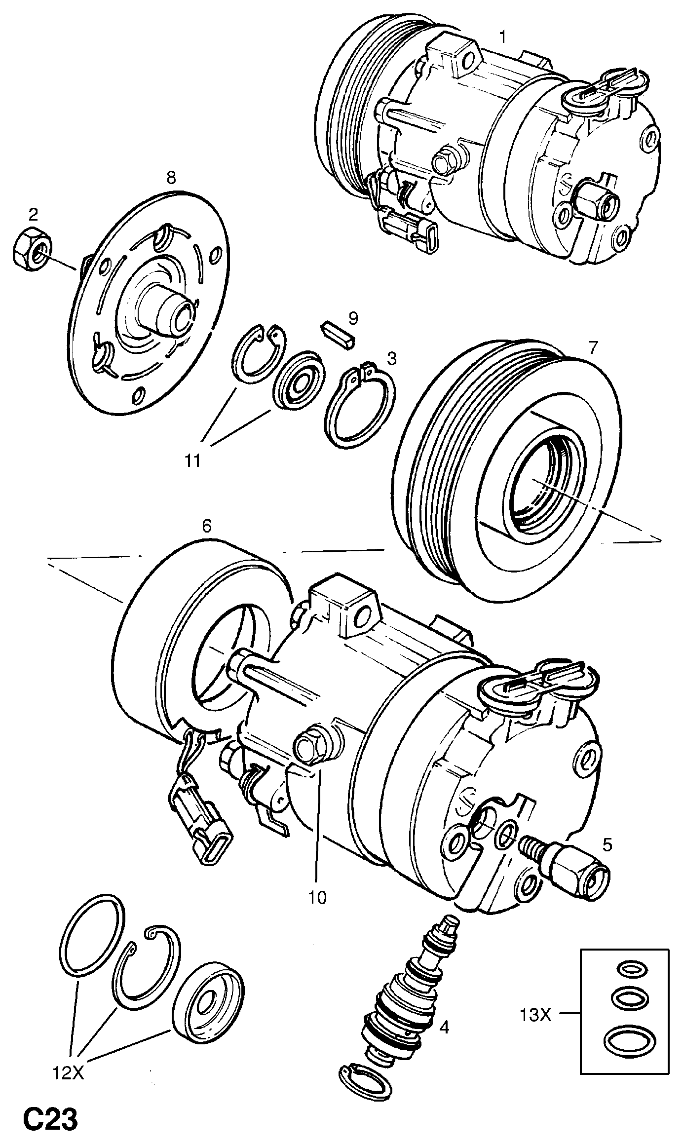 Opel 18 54 043 - Kompressori, ilmastointilaite inparts.fi