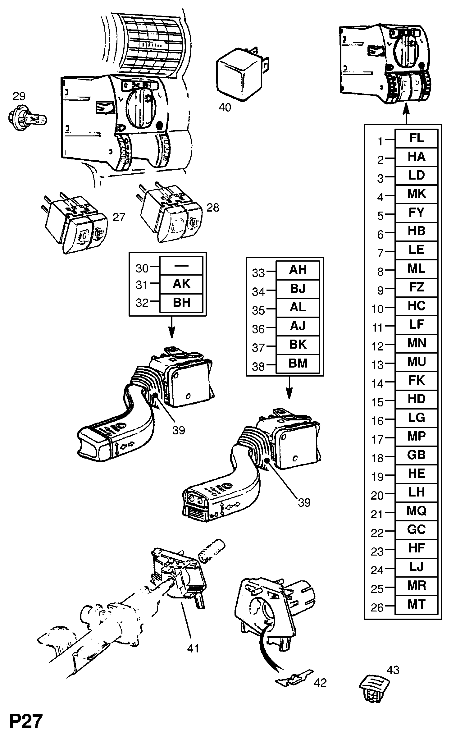 Vauxhall 12 41 258 - Kytkin, ohjausakseli inparts.fi