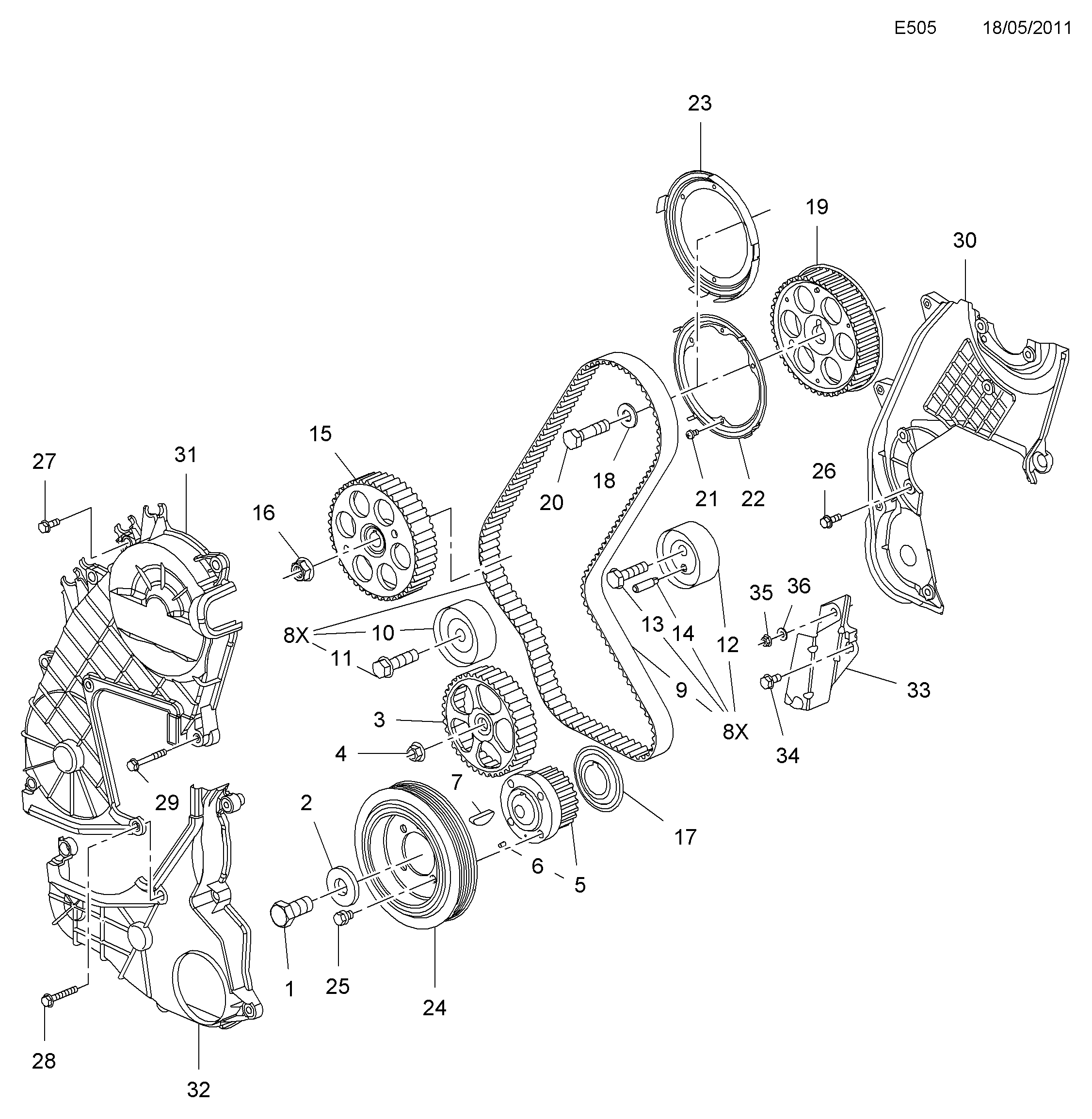 Opel 6 36 927 - Hammashihnasarja inparts.fi