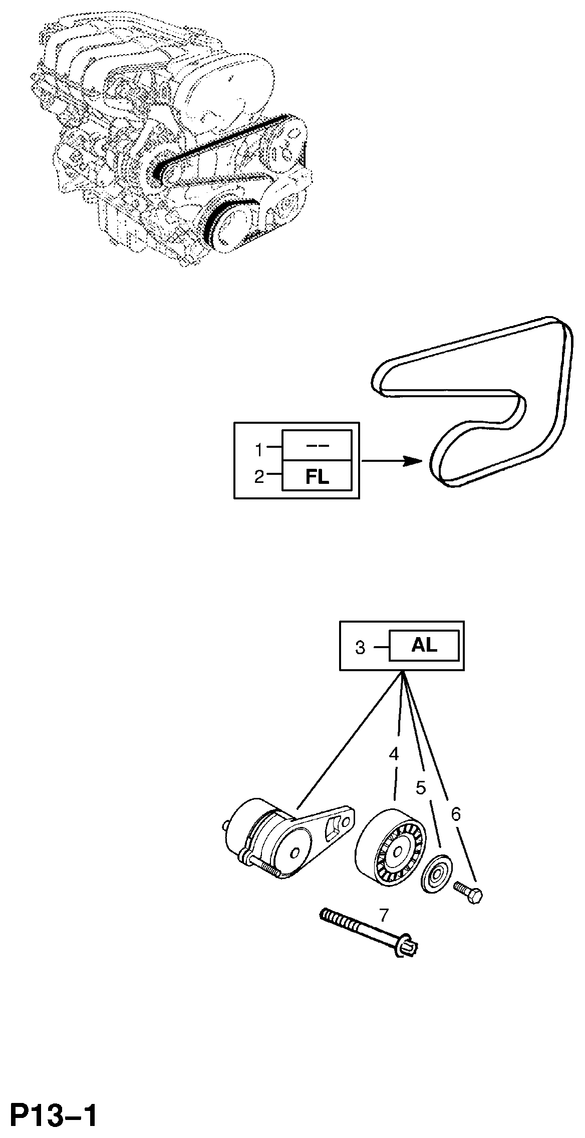 Opel 13 40 555 - Hihnankiristin, moniurahihna inparts.fi