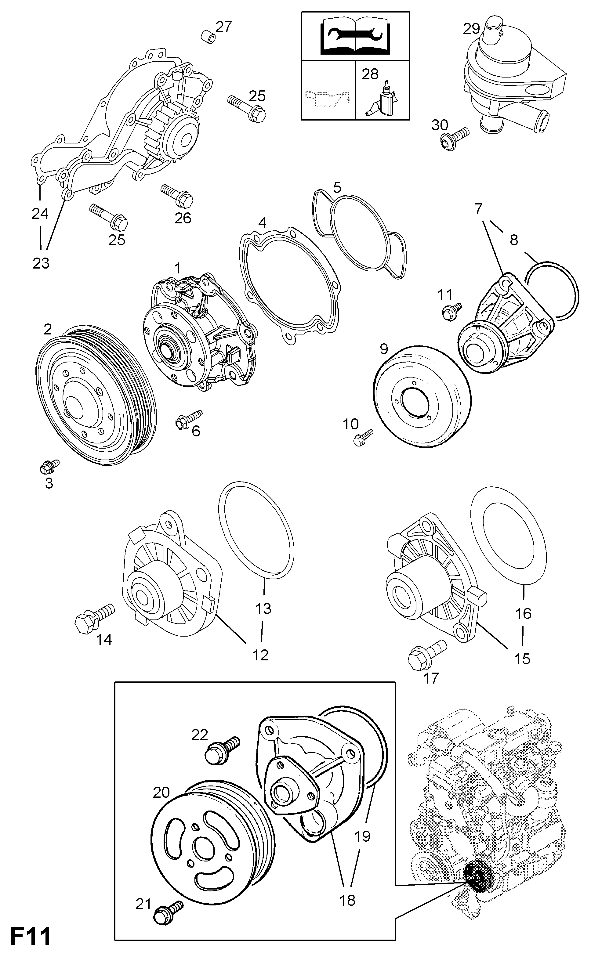 Vauxhall 1334147 - Vesipumppu inparts.fi