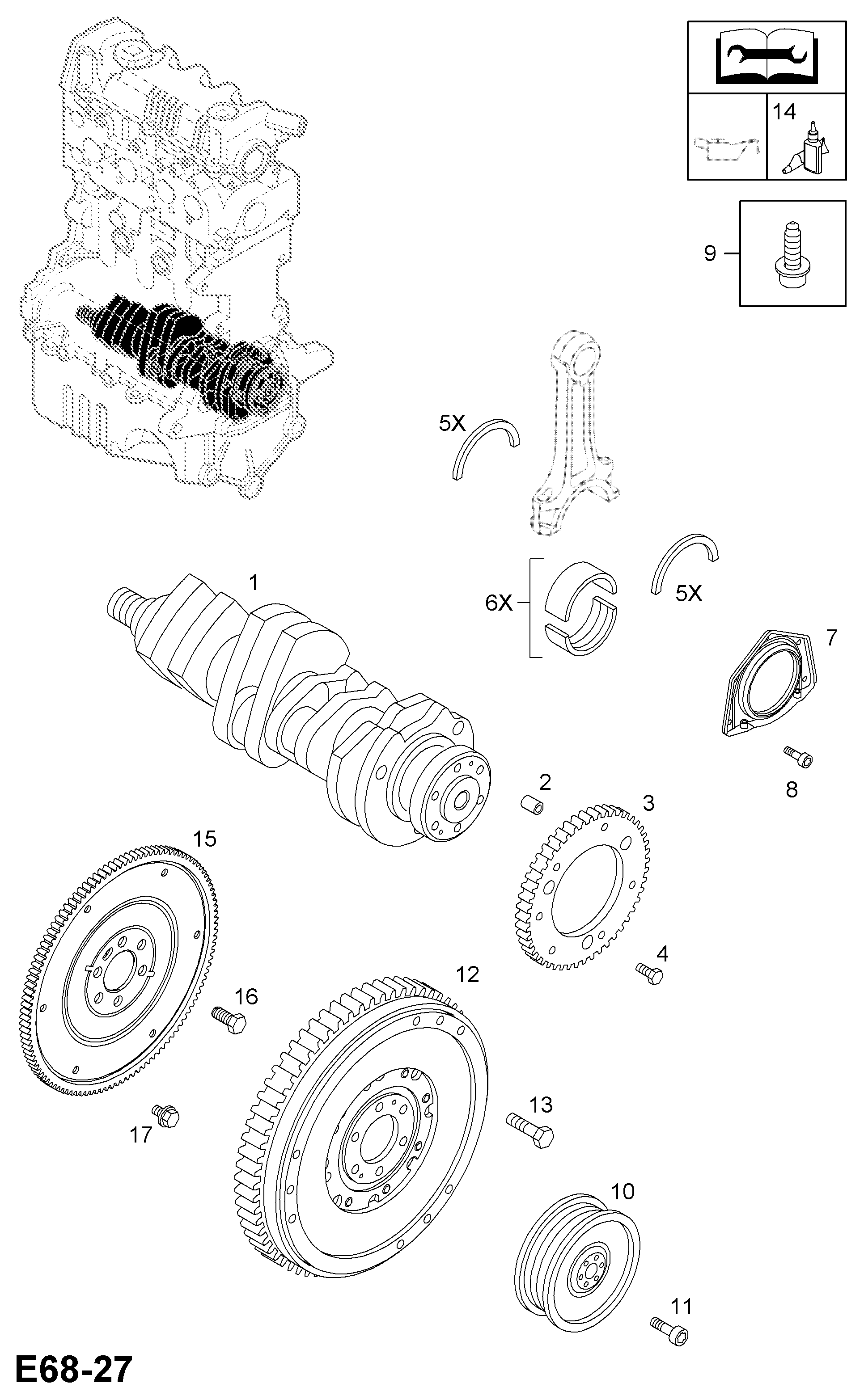 Vauxhall 6 14 584 - Hihnapyörä, kampiakseli inparts.fi