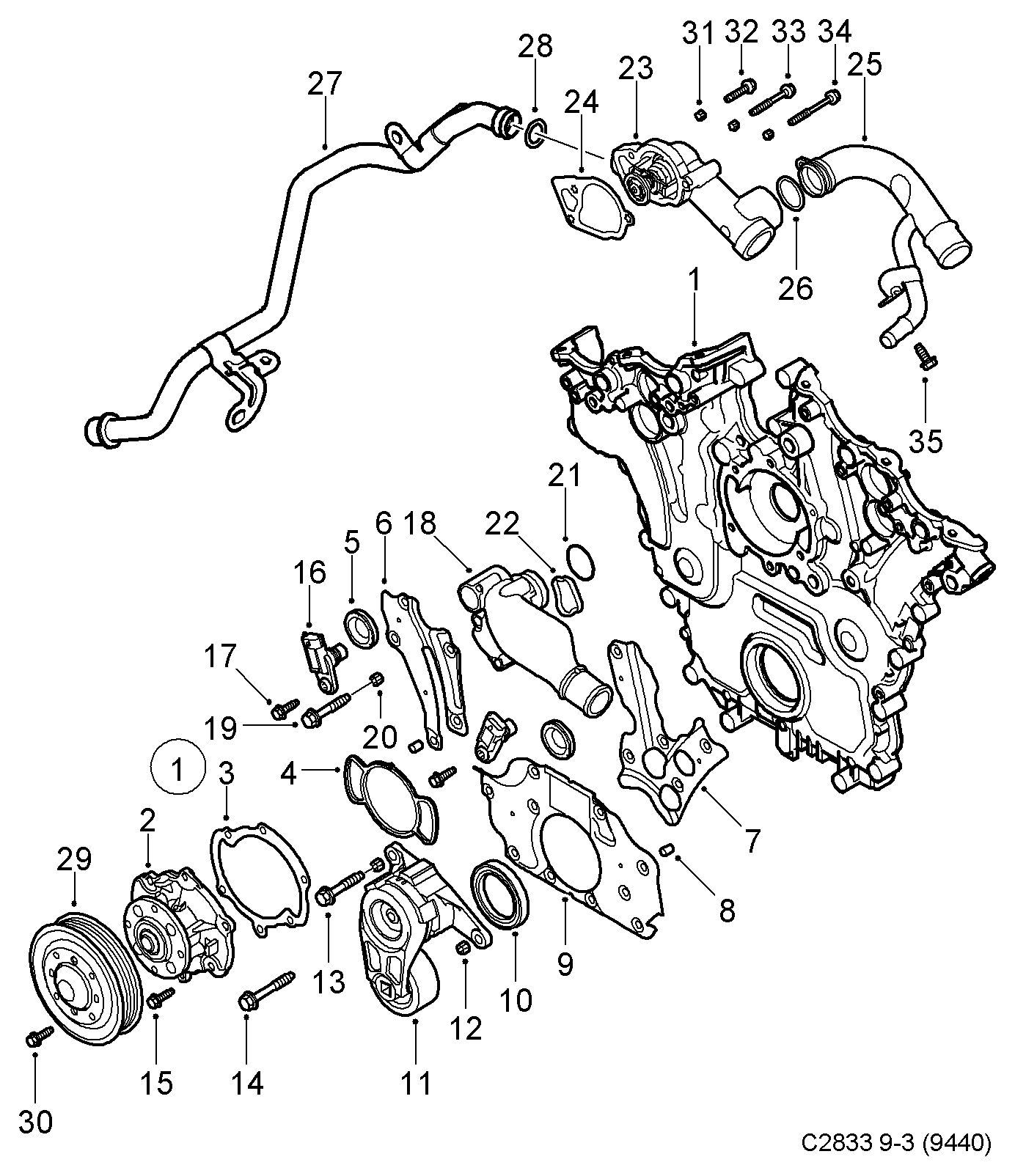 Opel 12576326 - Tiiviste, vesipumppu inparts.fi