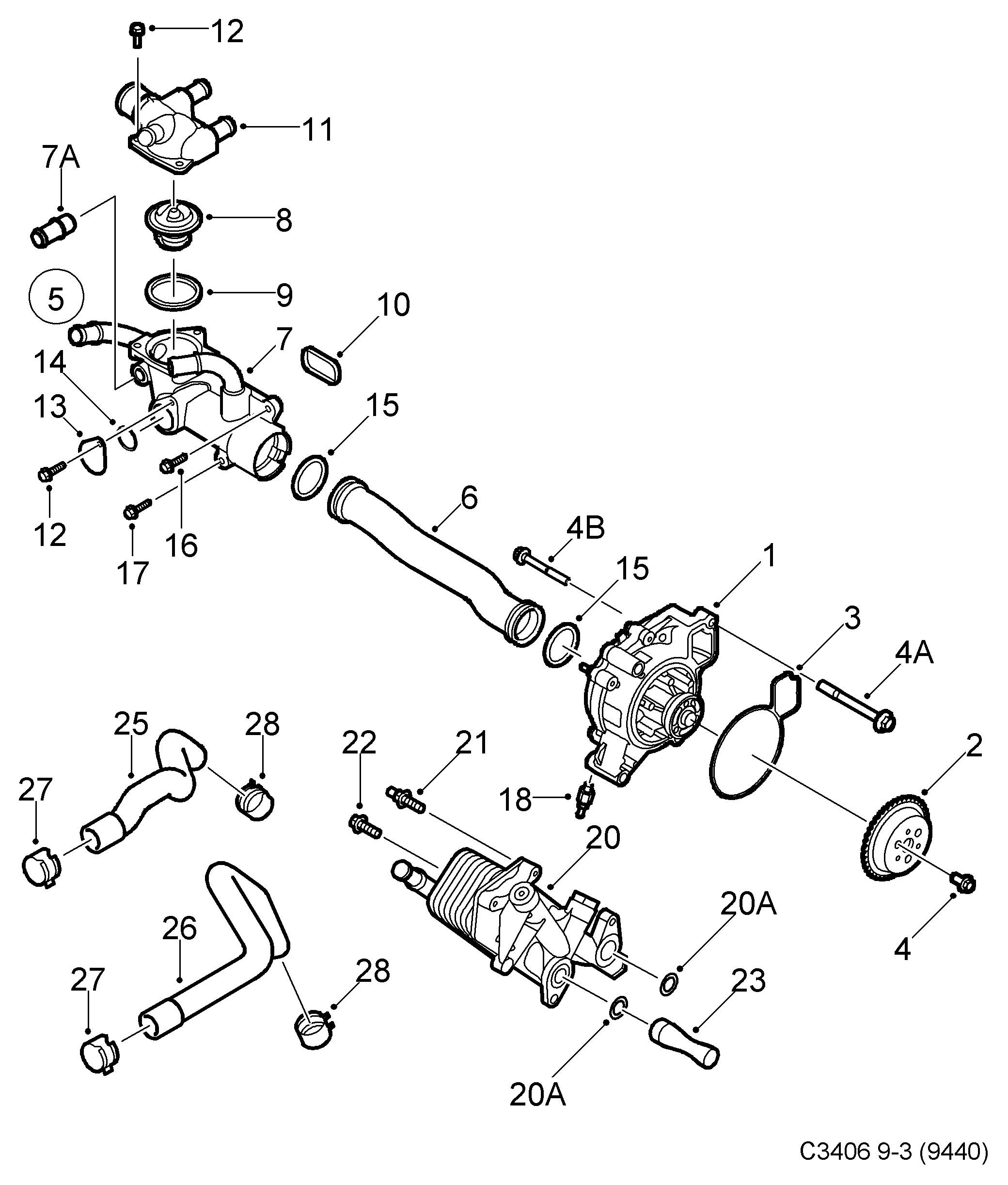 Vauxhall 24467301 - Vesipumppu inparts.fi