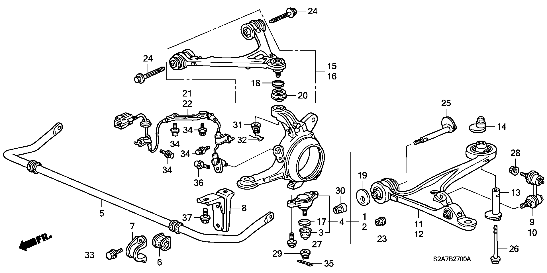 Honda 51321-S2A-003 - Tanko, kallistuksenvaimennin inparts.fi