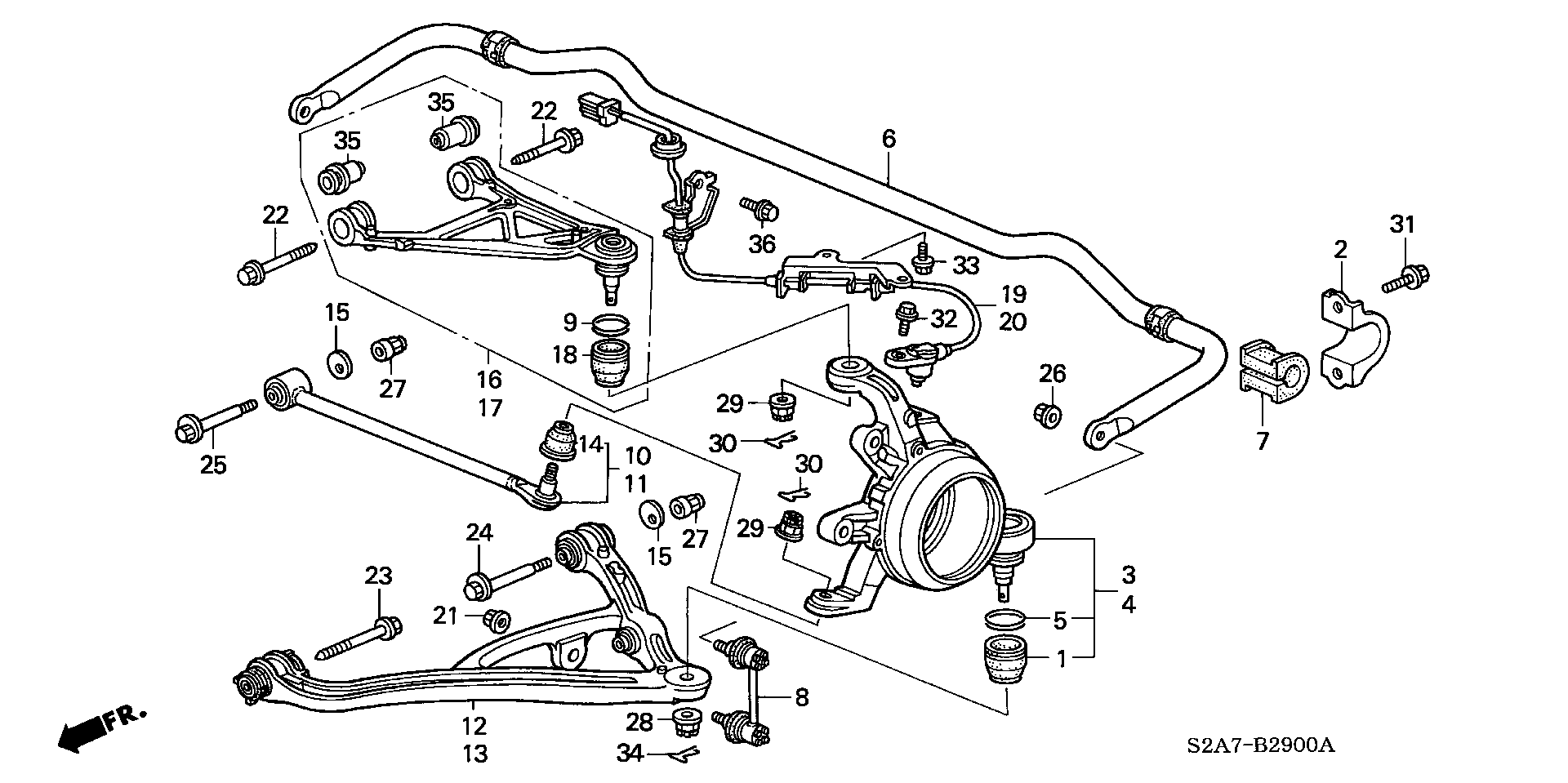 Honda 52320-S2A-003 - Tanko, kallistuksenvaimennin inparts.fi