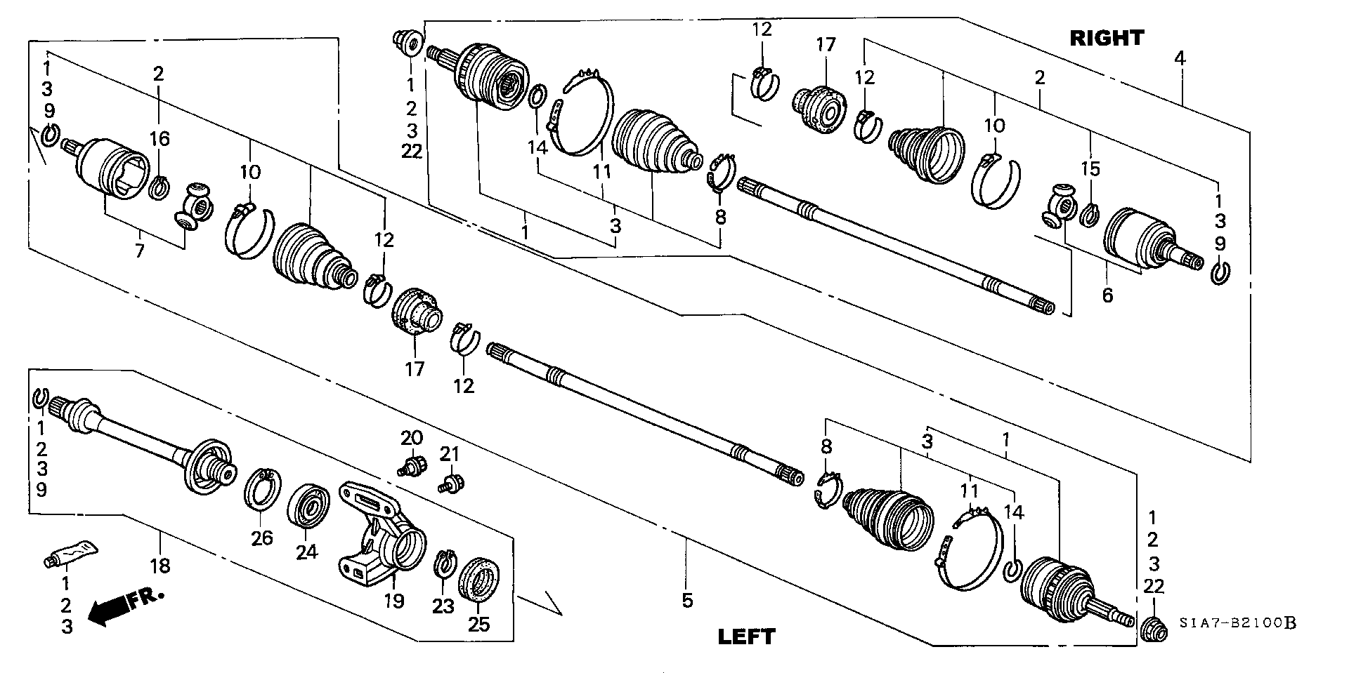 Honda 44017-S1A-E01 - Paljekumi, vetoakseli inparts.fi