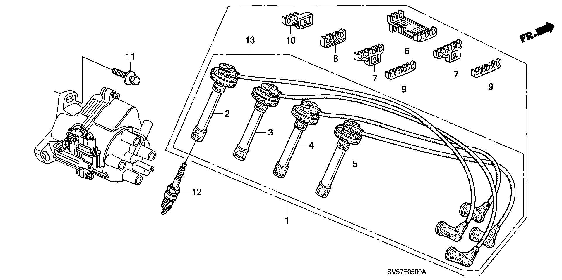 Honda 32703-PT0-000 - Sytytysjohtosarja inparts.fi