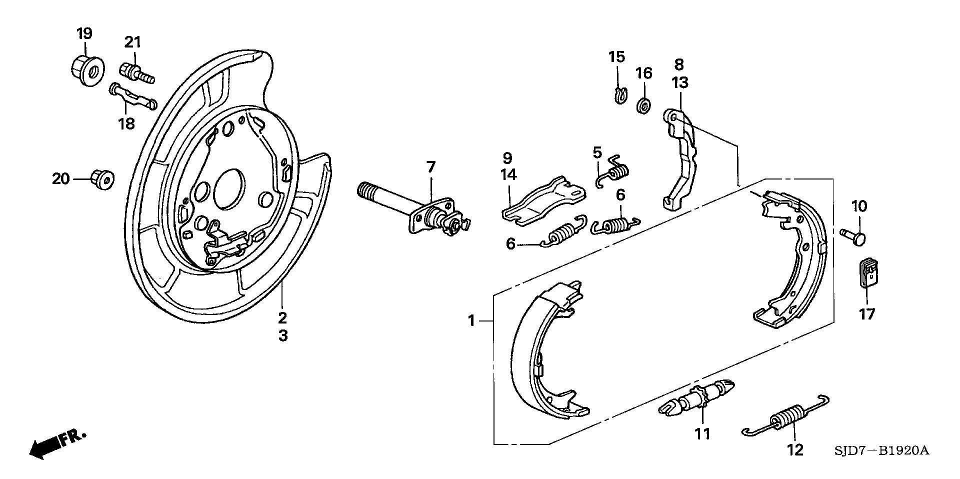 Honda 43053-SJF-E00 - Jarrukenkäsarja, seisontajarru inparts.fi