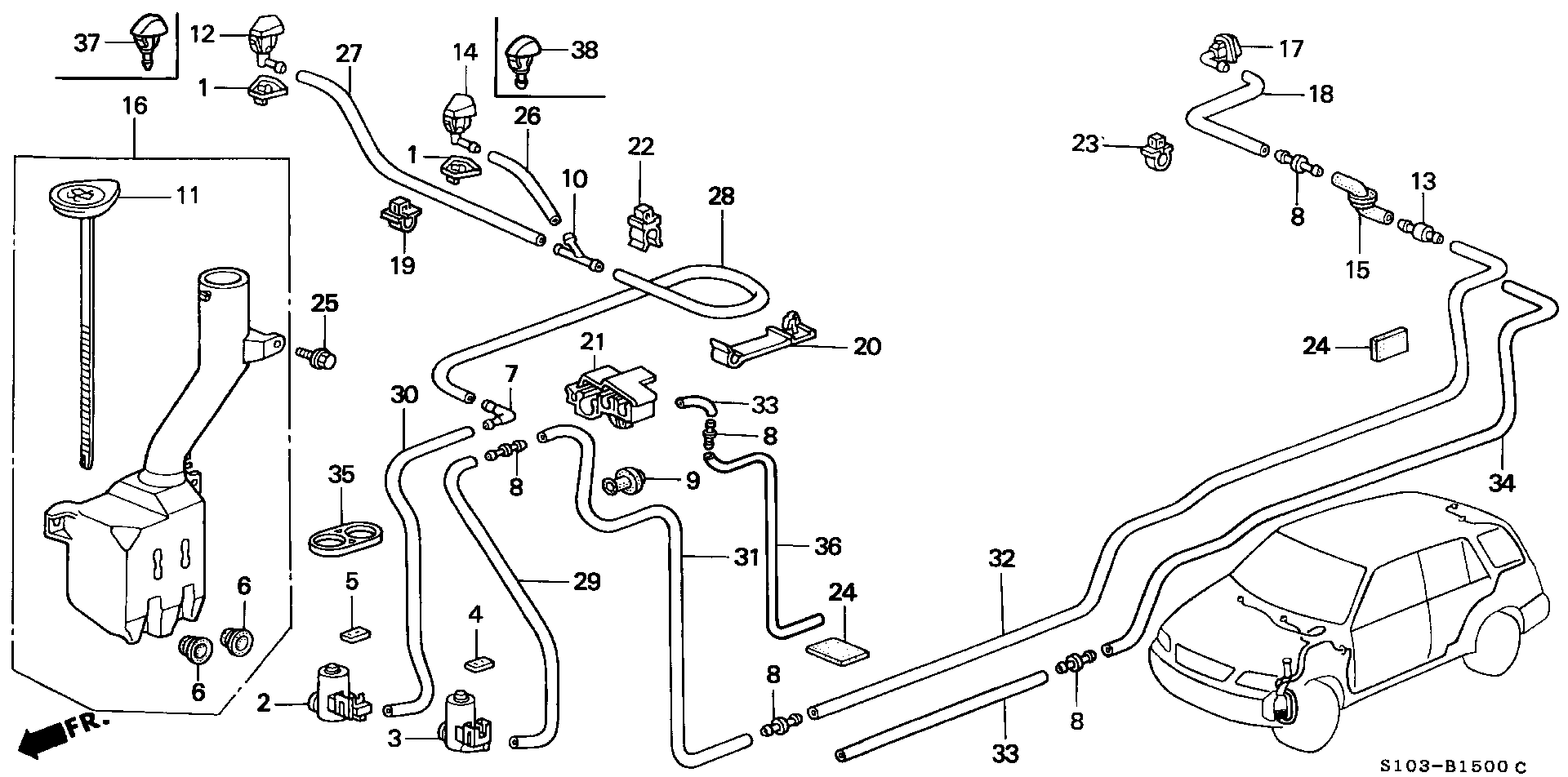 Honda 38512SF0013 - Pesunestepumppu, lasinpesu inparts.fi