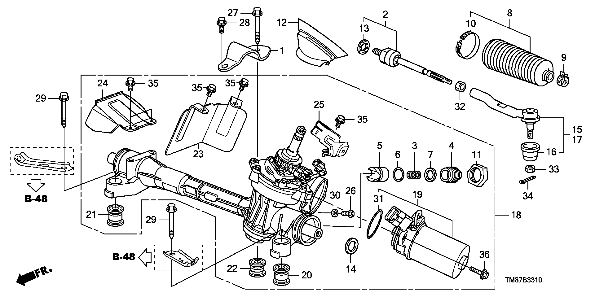 Honda 53429-TF0-003 - Paljekumi, ohjaus inparts.fi