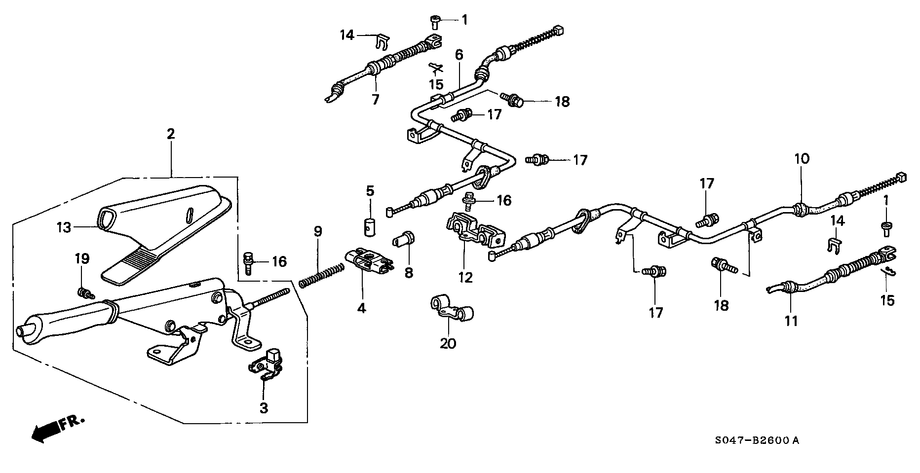 Honda 47560-SR4-A03 - Vaijeri, seisontajarru inparts.fi