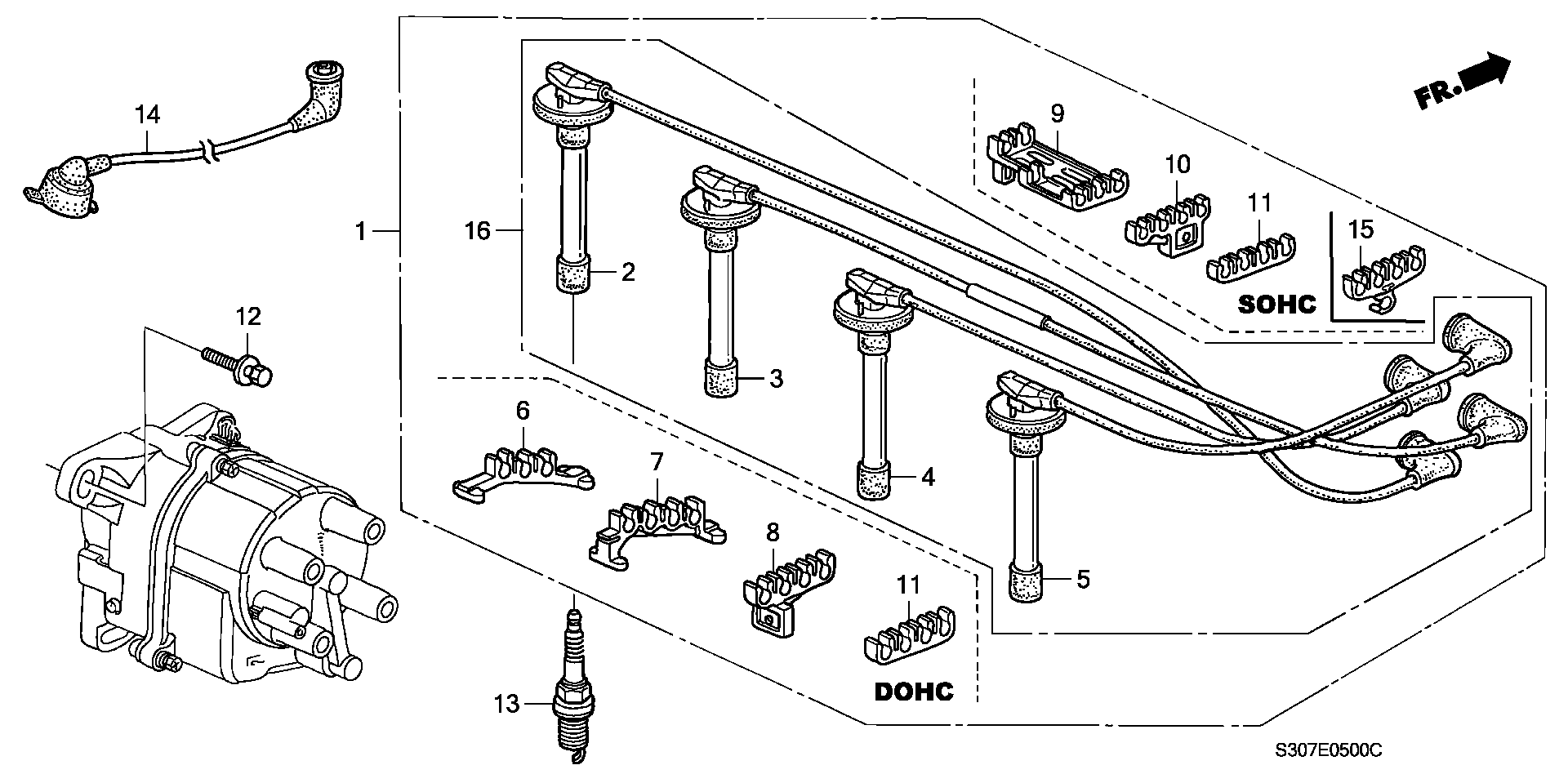 Honda 32700-P5M-405 - Sytytysjohtosarja inparts.fi