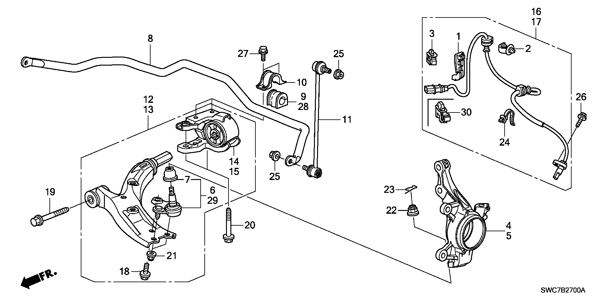 Honda 51350-SWA-E80 - Tukivarsi, pyöräntuenta inparts.fi