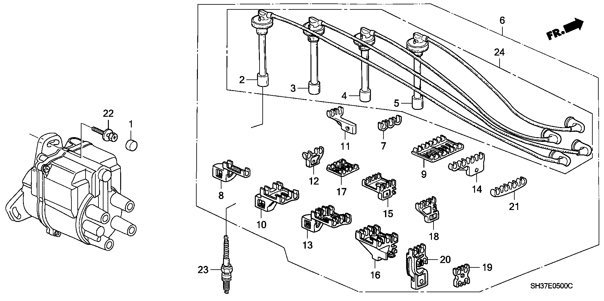 Honda 32722-PM6-B00 - Sytytysjohtosarja inparts.fi