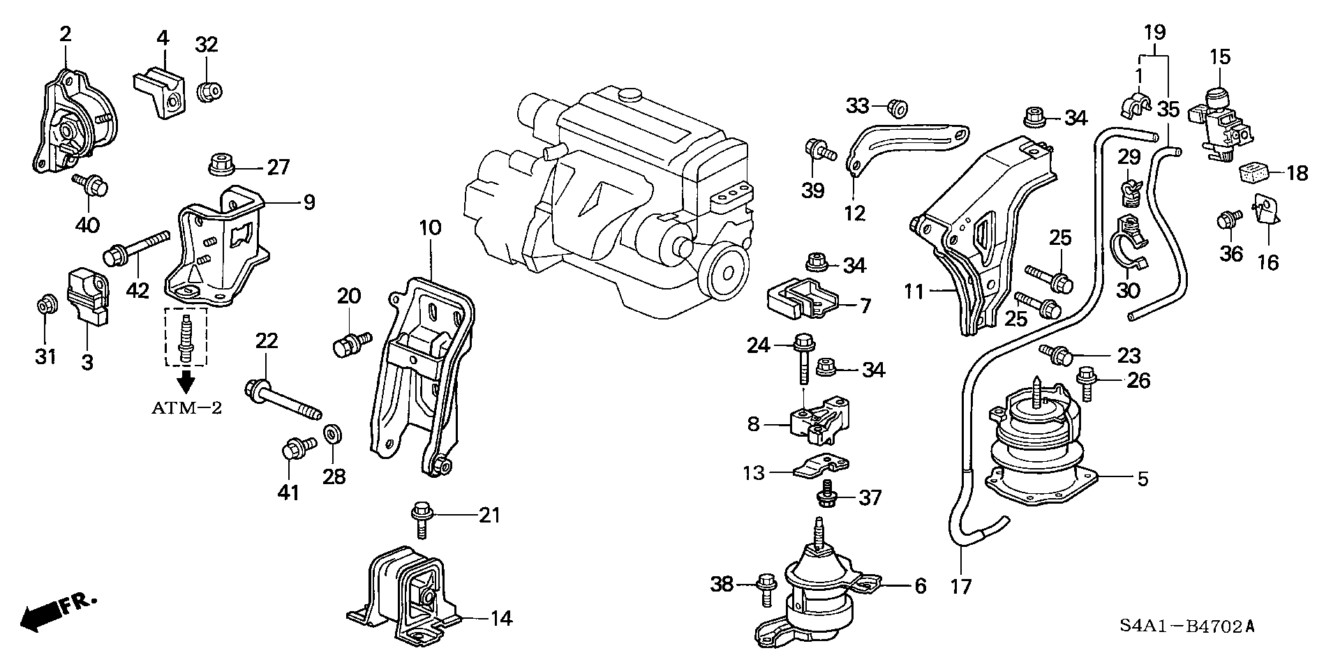 Honda 50806S0A980 - Moottorin tuki inparts.fi