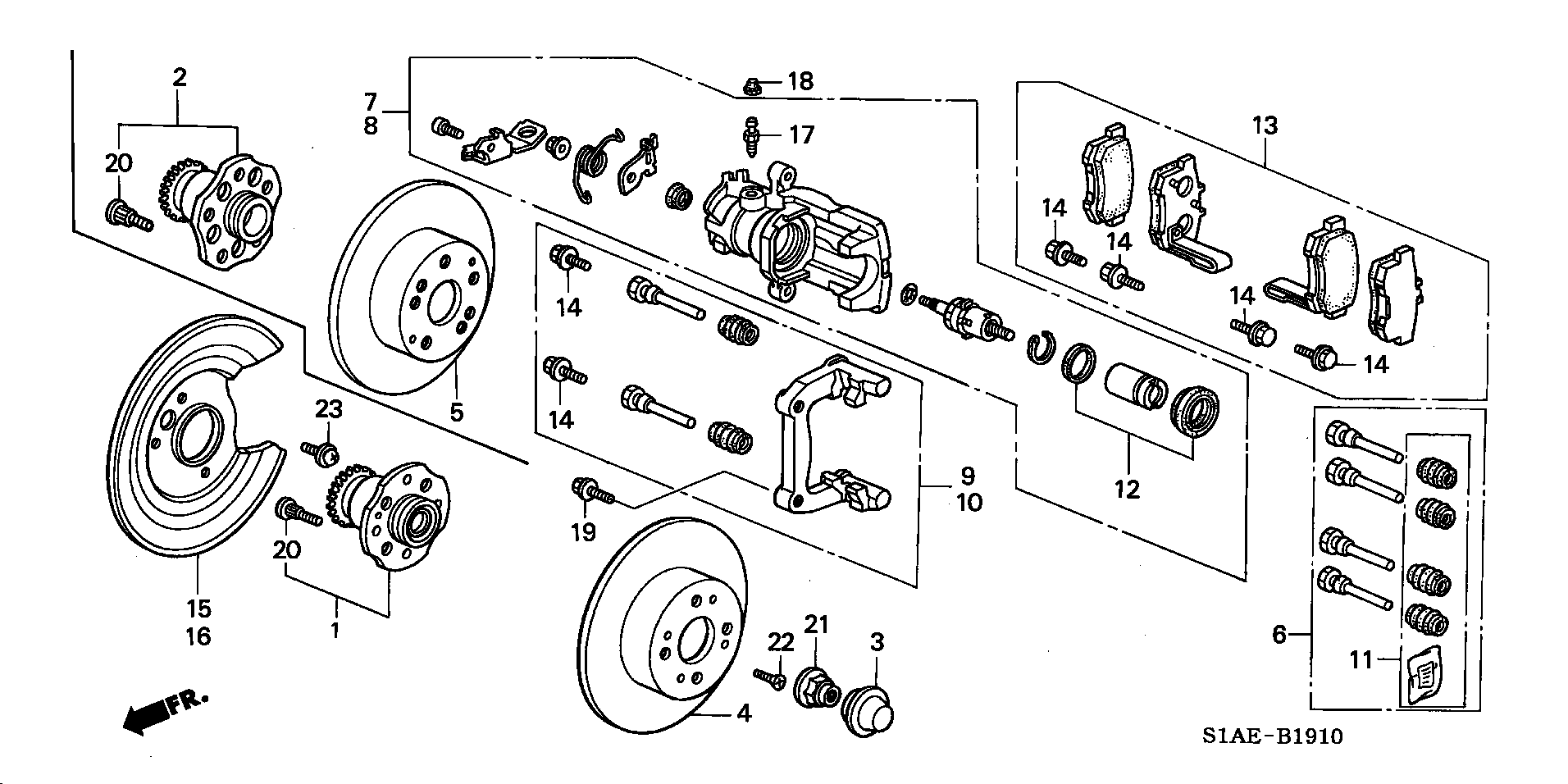 Honda 43010-S1A-E00 - Ohjainhylsysarja, jarrusatula inparts.fi