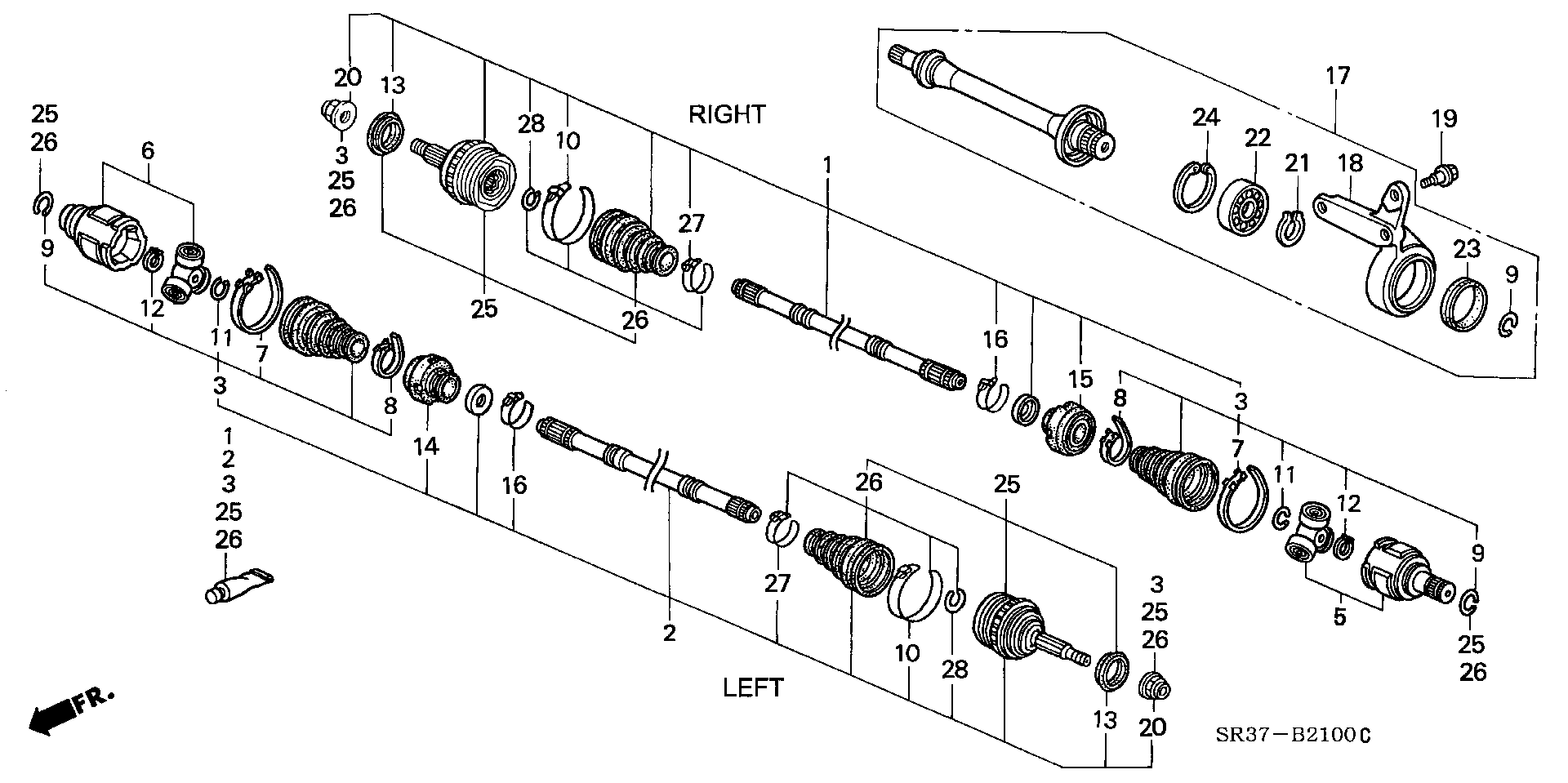 Honda 44011-SR3-030 - Nivelsarja, vetoakseli inparts.fi