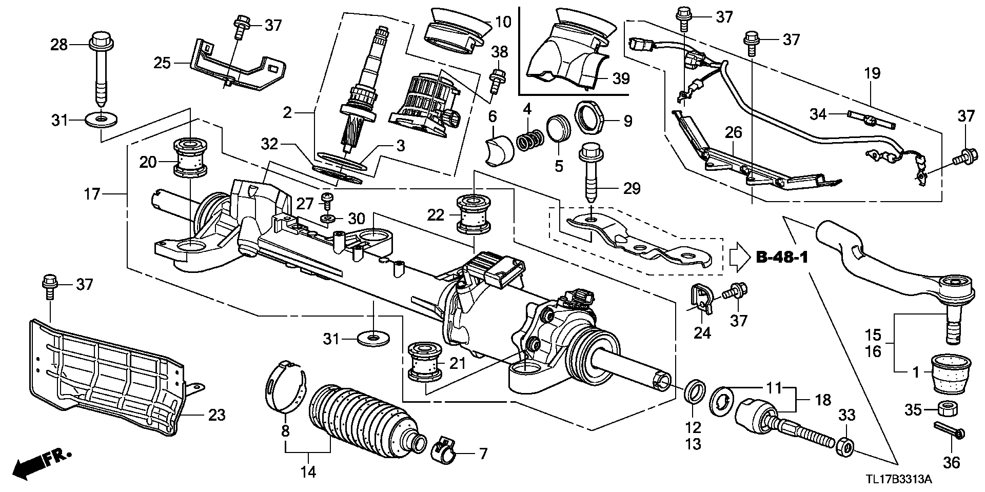 Honda 53537TL1G01 - Paljekumi, ohjaus inparts.fi