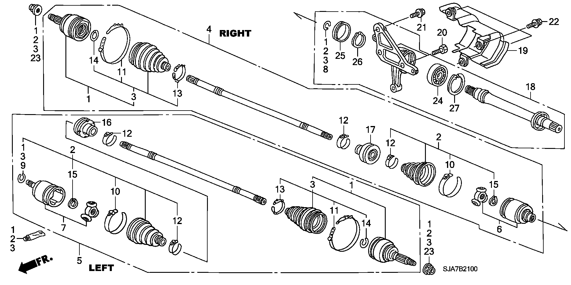 Honda 44017-SJK-000 - Paljekumi, vetoakseli inparts.fi