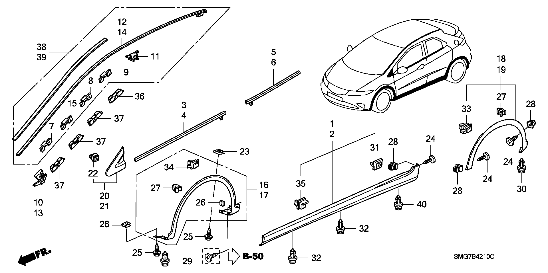 Honda 91570SDAA01 - Suoja / koristelista inparts.fi