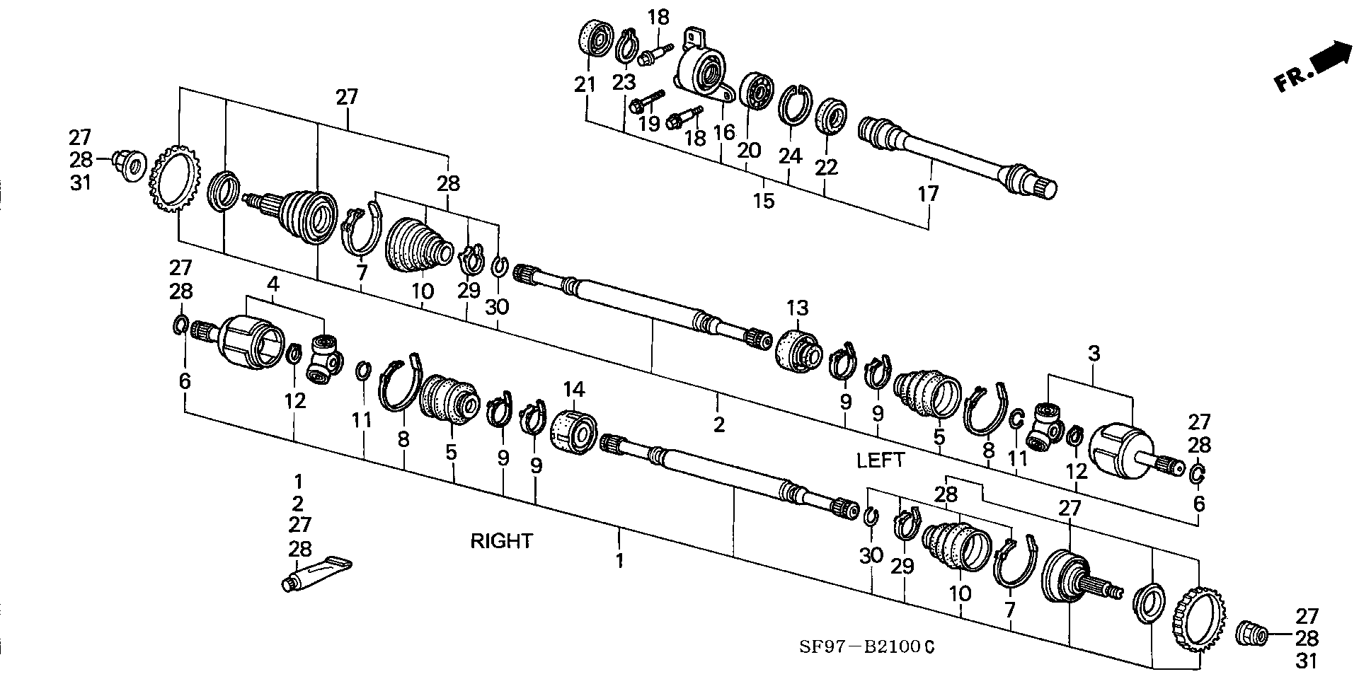 Honda 44333-SF1-013 - Paljekumi, vetoakseli inparts.fi