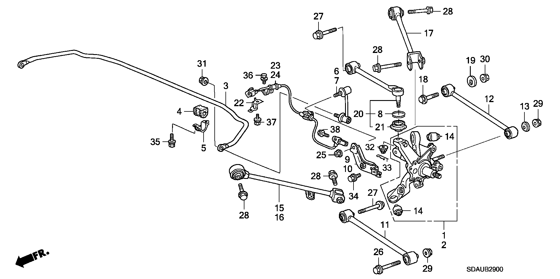 TOYOTA 52325-SDA-A01 - Tanko, kallistuksenvaimennin inparts.fi