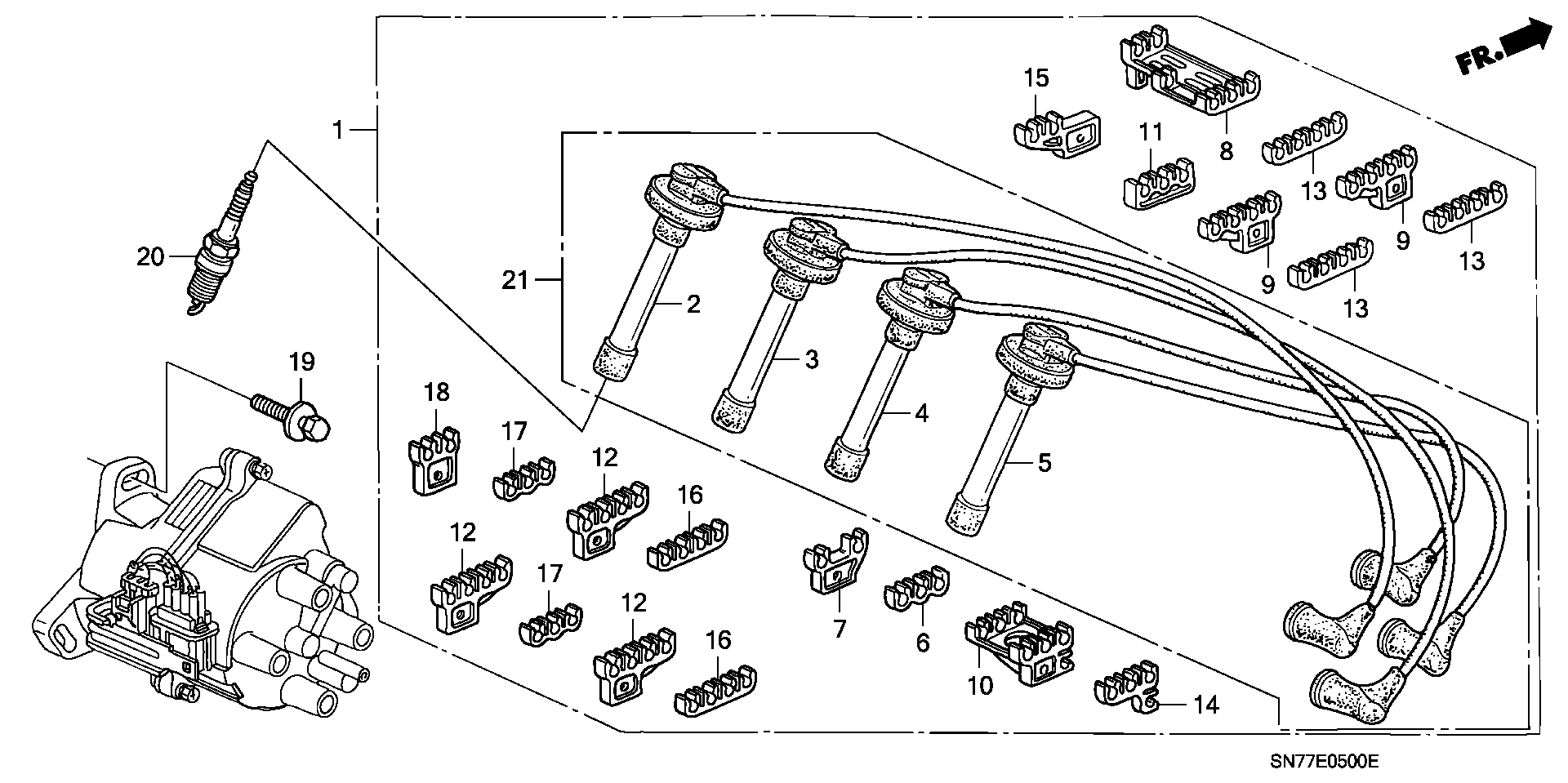 Honda 32722-P0B-405 - Sytytysjohtosarja inparts.fi