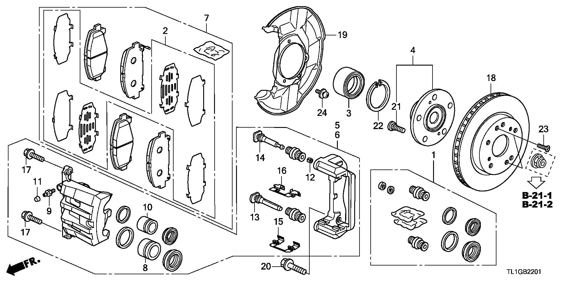 Honda 90107-SM4-000 - Ohjainhylsysarja, jarrusatula inparts.fi