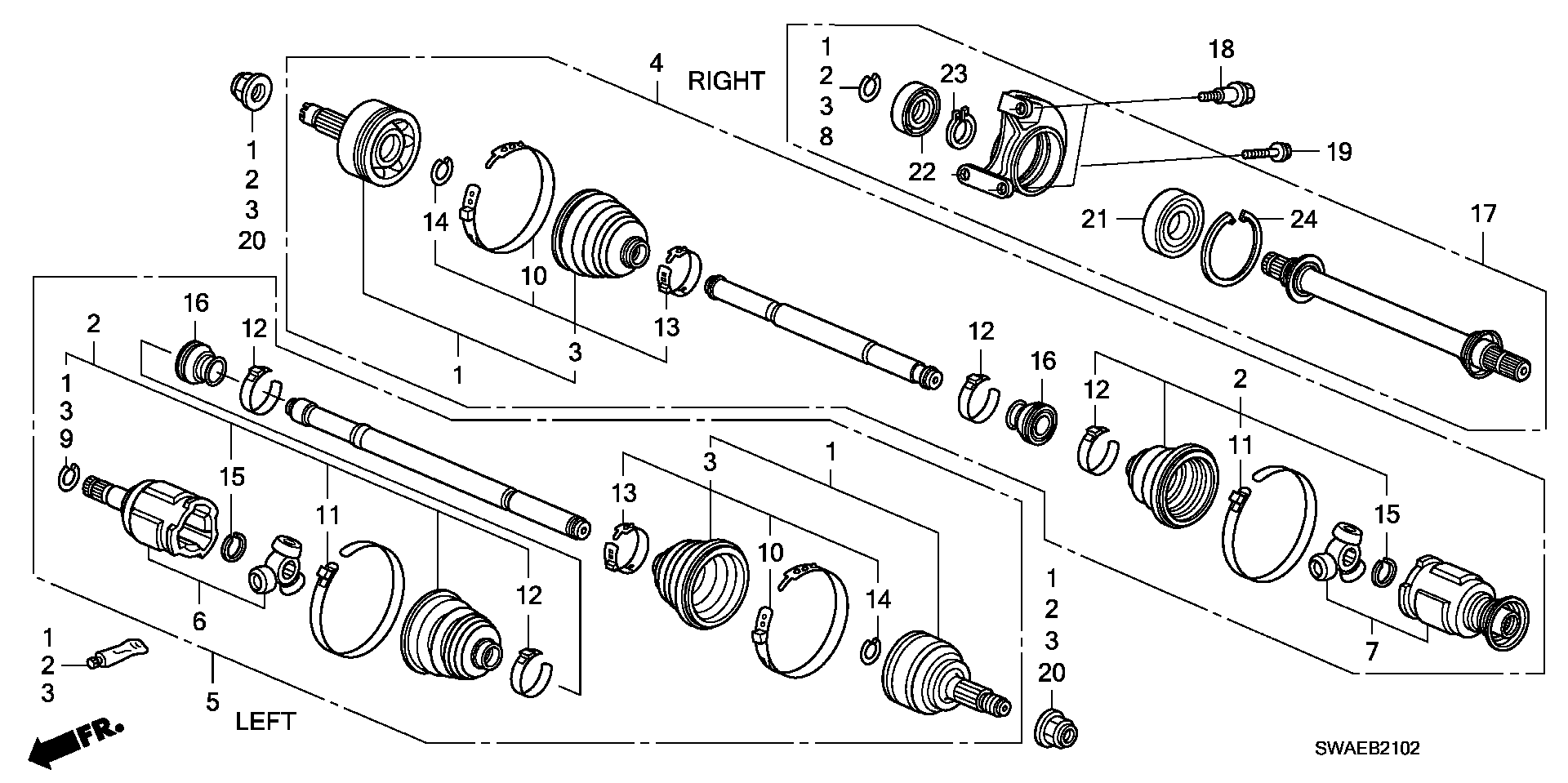 Honda 44017SWY000 - Paljekumi, vetoakseli inparts.fi