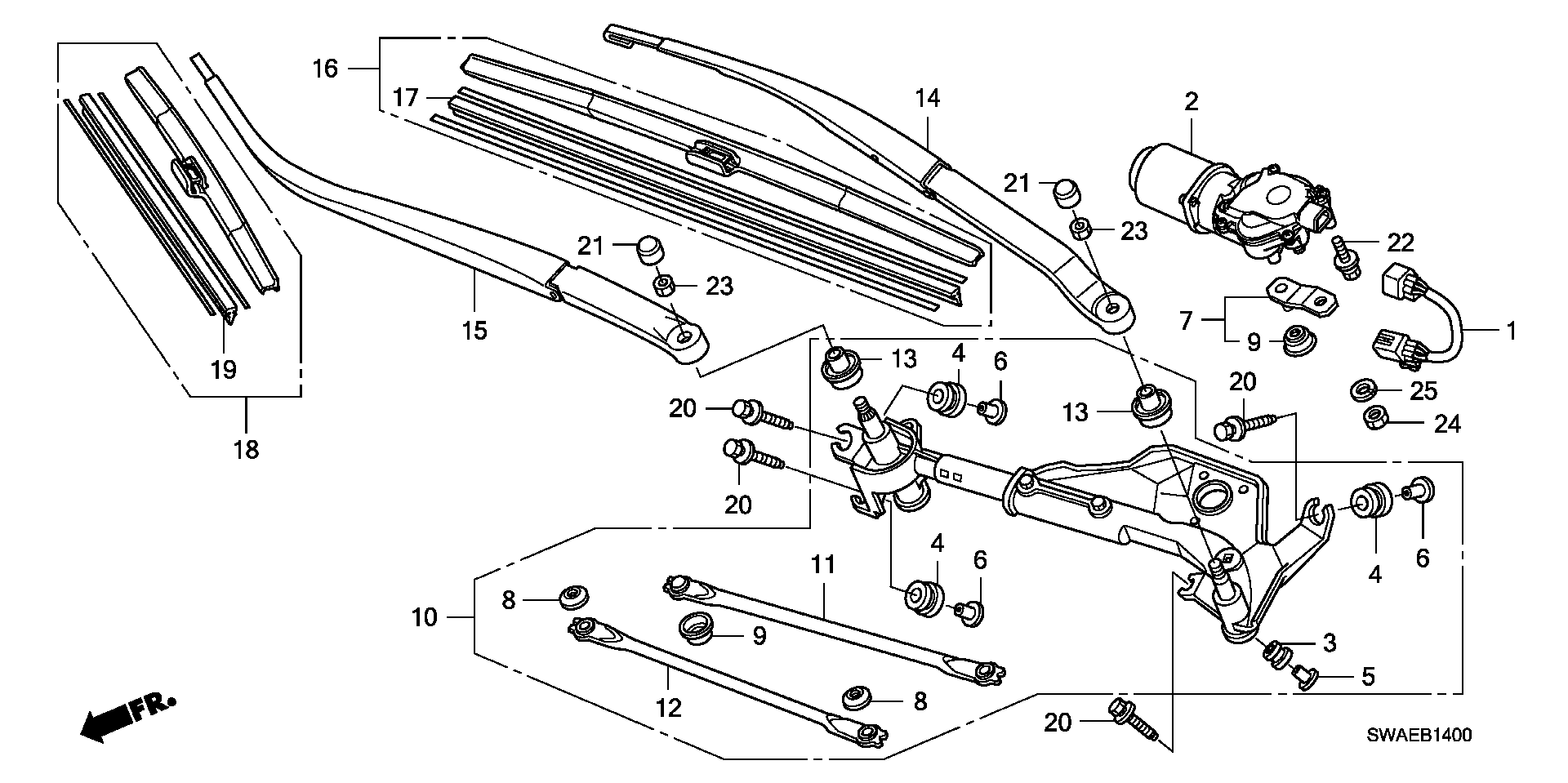 Honda 76632SWAJ01 - Pyyhkijänsulka inparts.fi