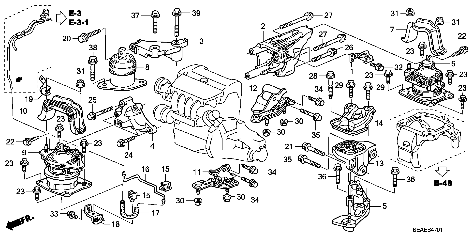 Honda 50860SDAA02 - Moottorin tuki inparts.fi