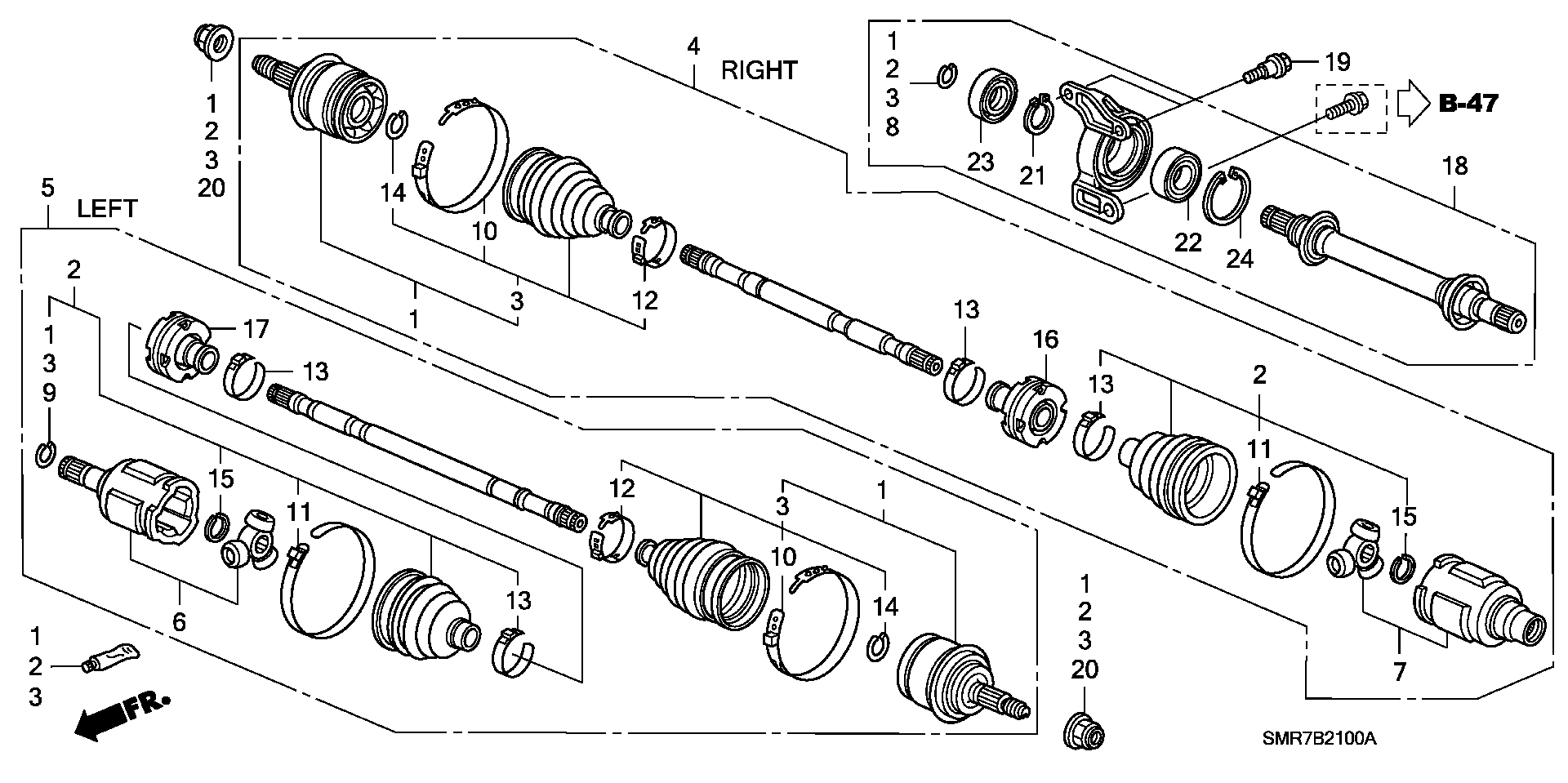 Honda 44017SDET00 - Paljekumi, vetoakseli inparts.fi