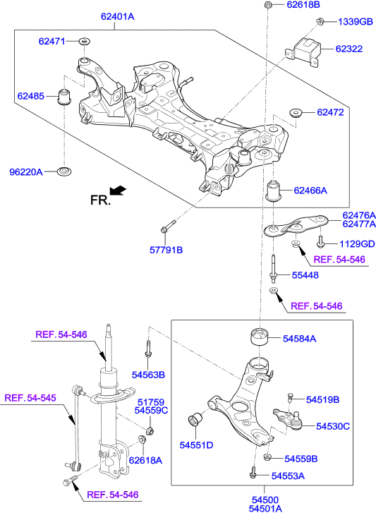 Hyundai 62405-2W001 - Akselinripustus inparts.fi