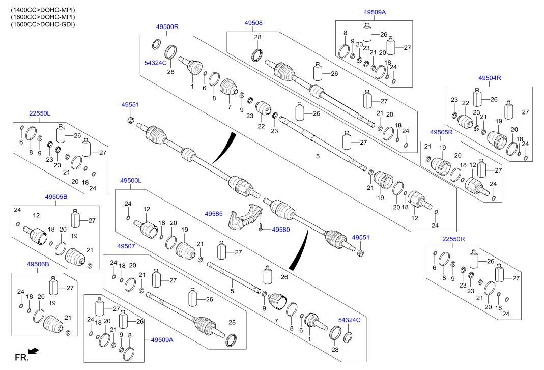 KIA 49595-3X0A5 - Paljekumi, vetoakseli inparts.fi