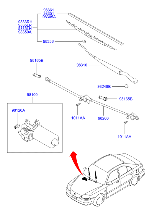 Hyundai 9836025600 - Pyyhkijänsulka inparts.fi