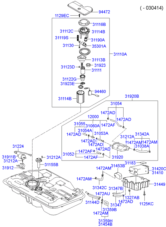 Hyundai 31911-25000 - Polttoainesuodatin inparts.fi