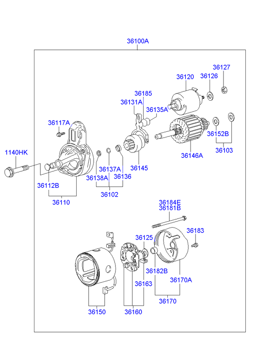 KIA 36100-22855 - Käynnistinmoottori inparts.fi