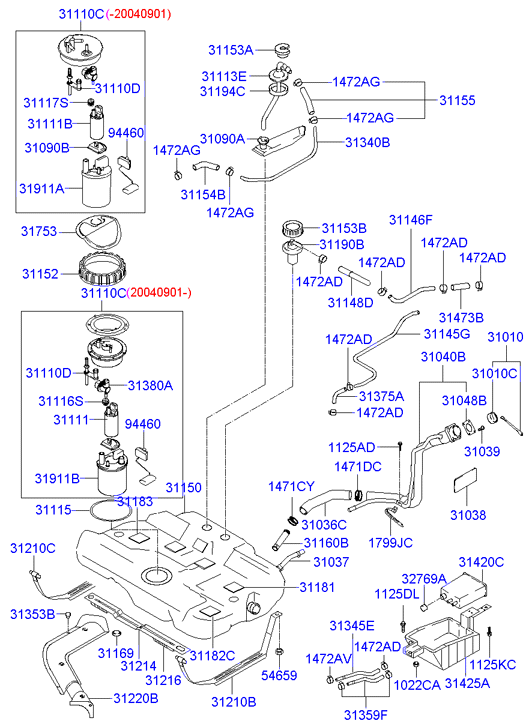 Hyundai 31911-2D000 - Polttoainesuodatin inparts.fi