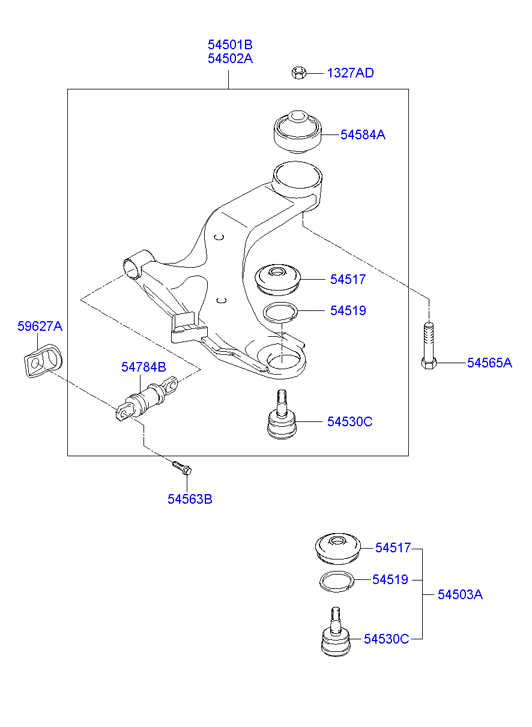 Hyundai 54501-2D002 - Tukivarsi, pyöräntuenta inparts.fi