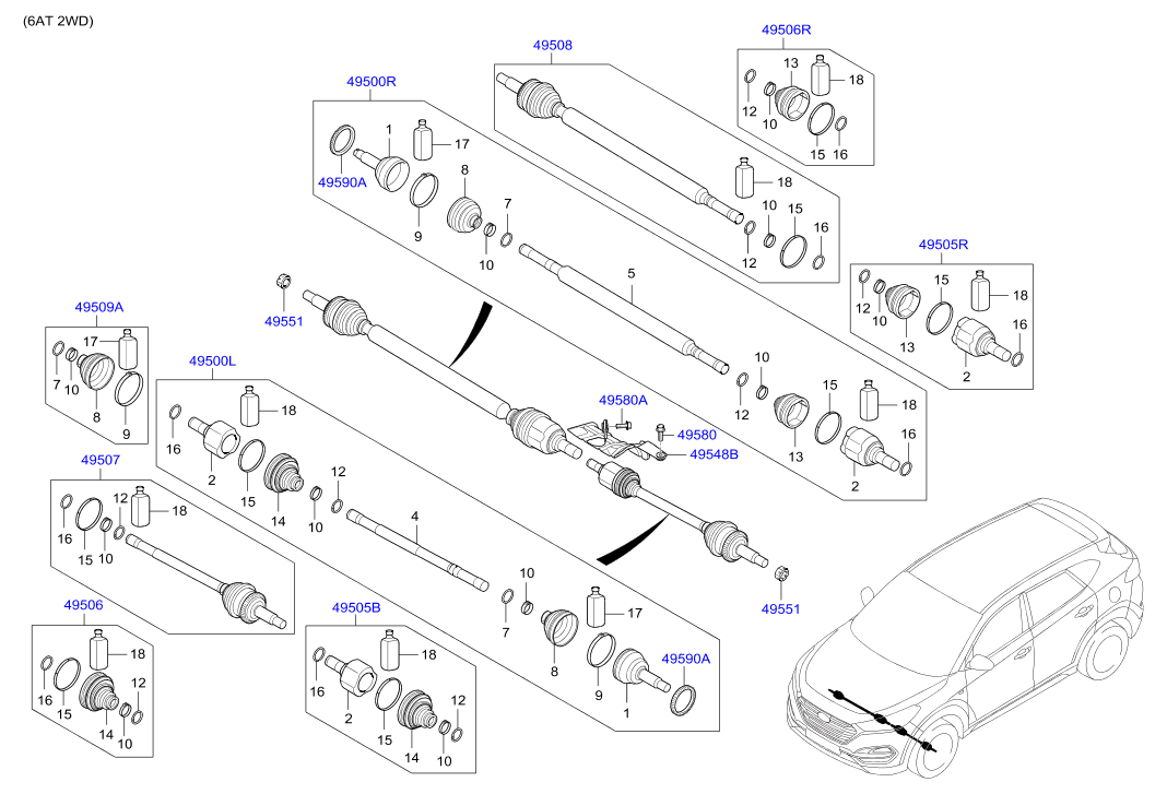 Hyundai 49541-D7050 - Paljekumi, vetoakseli inparts.fi