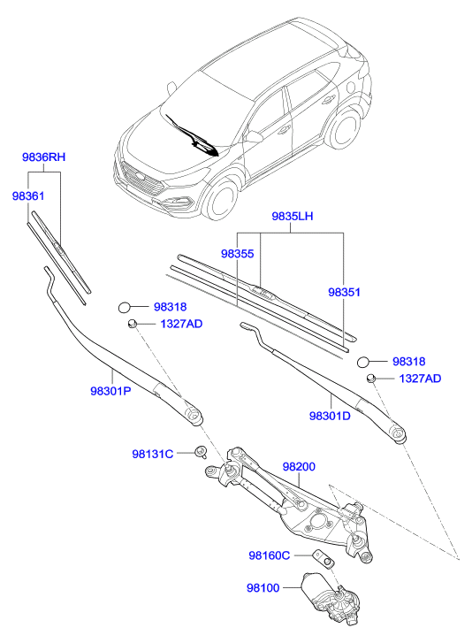 Hyundai 98361-1R100 - Pyyhkijänsulka inparts.fi