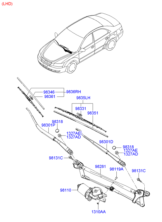 Hyundai 983503K100 - Pyyhkijänsulka inparts.fi