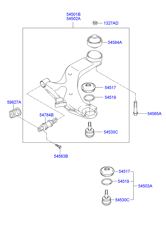 Hyundai 54501-2D000 - Tukivarsi, pyöräntuenta inparts.fi